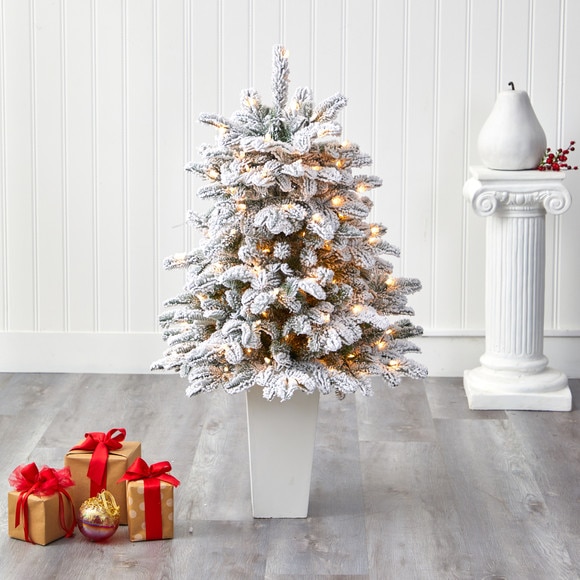 44 Flocked North Carolina Fir Artificial Christmas Tree with 150 Warm White Lights and 545 Bendable Branches in Planter - SKU #T2280 - 15