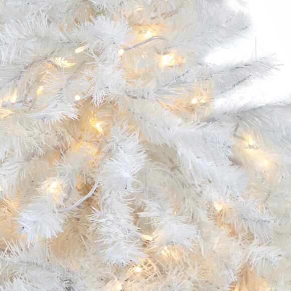 4.5 White Artificial Christmas Tree with 100 Clear LED Lights in Red Planter - SKU #T2307 - 3