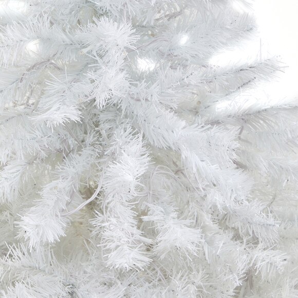 4.5 White Artificial Christmas Tree with 100 Clear LED Lights in Red Planter - SKU #T2307 - 4