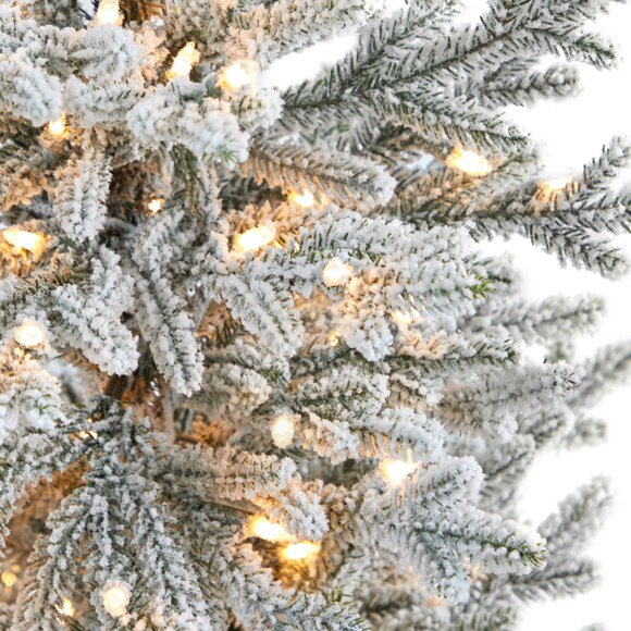 57 Flocked Fraser Fir Artificial Christmas Tree with 300 Warm White Lights and 967 Bendable Branches in Tower Planter - SKU #T2319 - 3