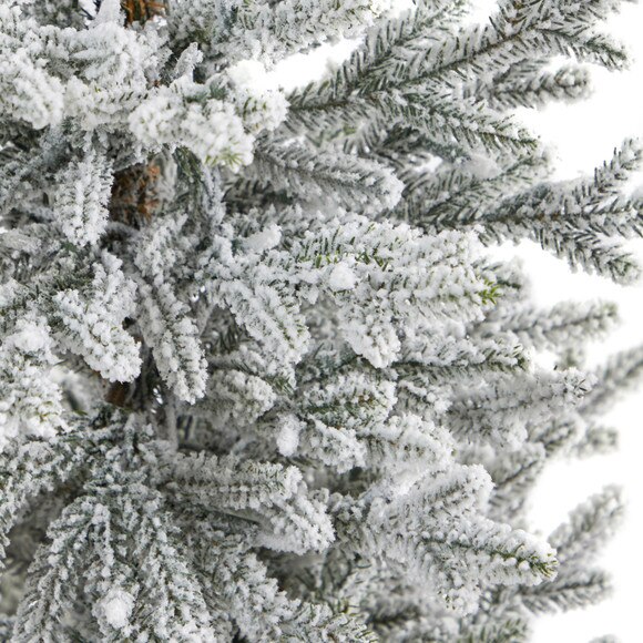 57 Flocked Fraser Fir Artificial Christmas Tree with 300 Warm White Lights and 967 Bendable Branches in Tower Planter - SKU #T2319 - 4