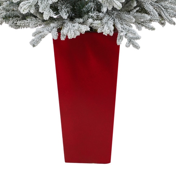 57 Flocked Fraser Fir Artificial Christmas Tree with 300 Warm White Lights and 967 Bendable Branches in Tower Planter - SKU #T2319 - 5