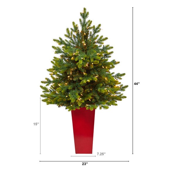44 North Carolina Fir Artificial Christmas Tree with 150 Clear Lights and 563 Bendable Branches in Red Tower Planter - SKU #T2324 - 1