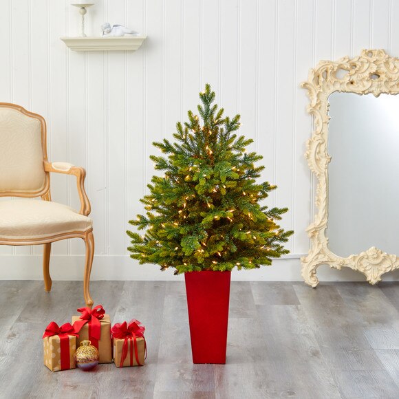 44 North Carolina Fir Artificial Christmas Tree with 150 Clear Lights and 563 Bendable Branches in Red Tower Planter - SKU #T2324 - 6