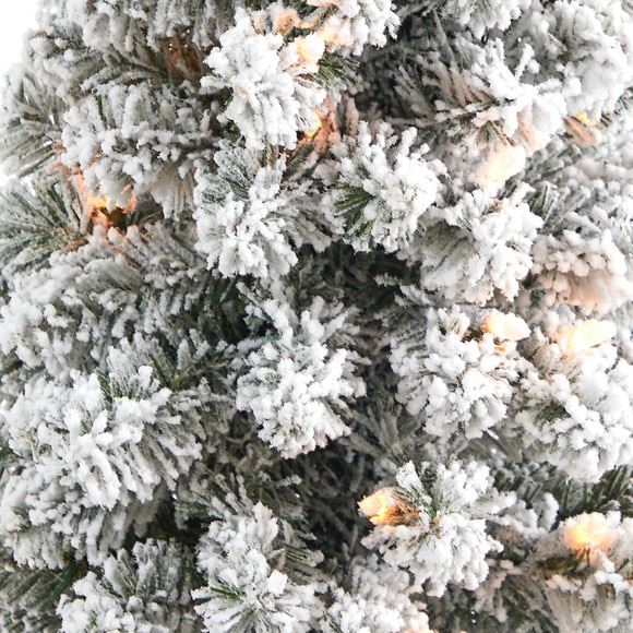 56 Flocked Pencil Artificial Christmas Tree with 100 Clear Lights and 216 Bendable Branches in Gray Planter - SKU #T2331 - 3