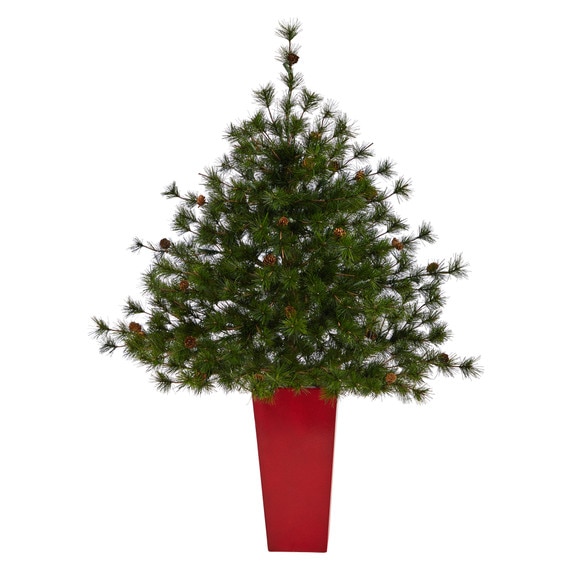 44 Colorado Mountain Pine Artificial Christmas Tree with 50 Clear Lights. 171 Bendable Branches and Pine Cones in Planter - SKU #T2339 - 2