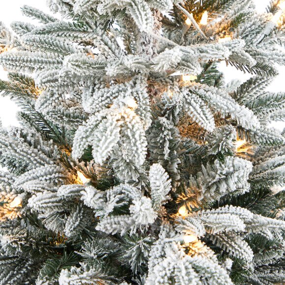 5 Flocked Manchester Spruce Artificial Christmas Tree with 100 Lights and 357 Bendable Branches in Red Tower Planter - SKU #T2436 - 3