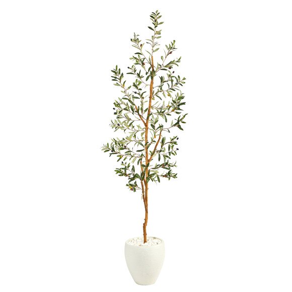 6 Olive Artificial Tree in White Planter - SKU #T2446