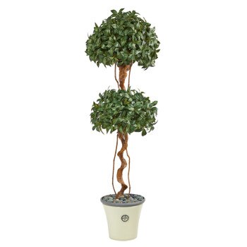 5.5 Sweet Bay Double Ball Topiary Artificial Tree in Decorative Planter - SKU #T2459