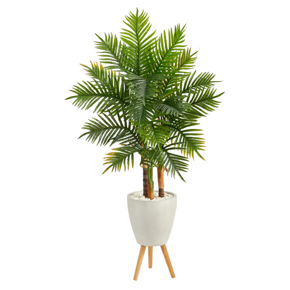 63 Areca Artificial Palm Tree in White Planter with Stand Real Touch - SKU #T2485