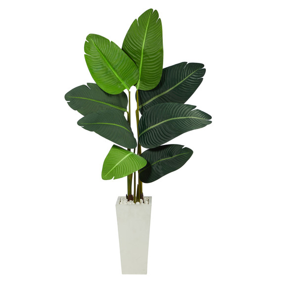 4.5 Travelers Palm Artificial Tree in White Planter - SKU #T2506