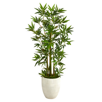 52 Bamboo Palm Artificial Tree in White Planter - SKU #T2521