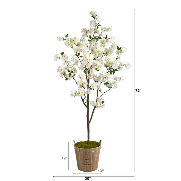 6 Cherry Blossom Artificial Tree in Farmhouse Planter - SKU #T2534 - 1