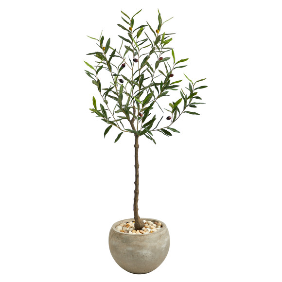 50 Olive Artificial Tree in Sand Colored Planter - SKU #T2550