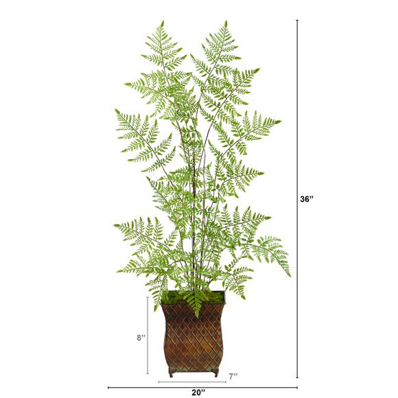 3 Ruffle Fern Artificial Tree in Metal Planter - SKU #T2560 - 1