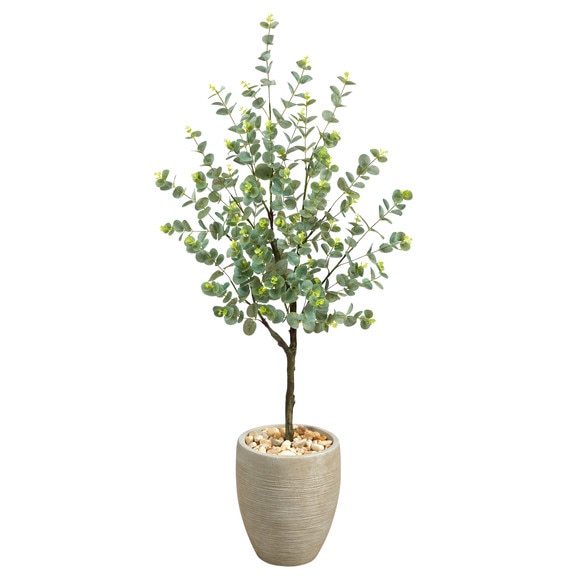4.5 Eucalyptus Artificial Tree in Sand Colored Planter - SKU #T2600