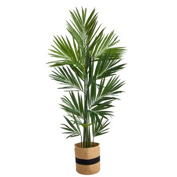 7 Kentia Artificial Palm in Handmade Natural Cotton Planter - SKU #T2895
