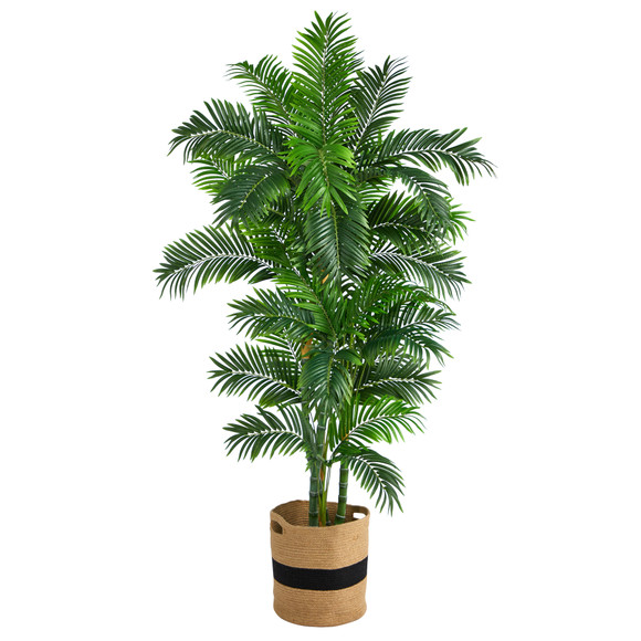 6 Curvy Parlor Artificial Palm Tree in Handmade Natural Cotton Planter - SKU #T2898