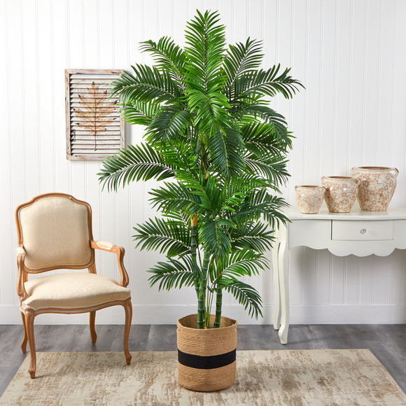 6 Curvy Parlor Artificial Palm Tree in Handmade Natural Cotton Planter - SKU #T2898 - 2