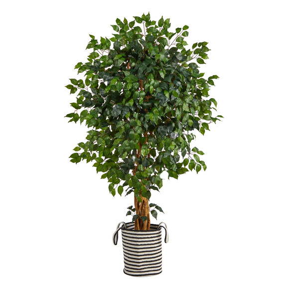 5.5 Palace Ficus Artificial Tree in Handmade Black and White Natural Jute and Cotton Planter - SKU #T2956
