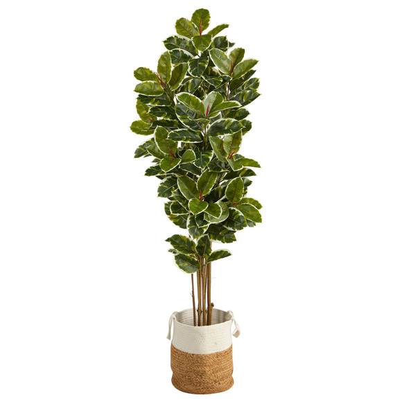 6 Oak Artificial Tree in Handmade Natural Jute and Cotton Planter UV Resistant Indoor/Outdoor - SKU #T2967