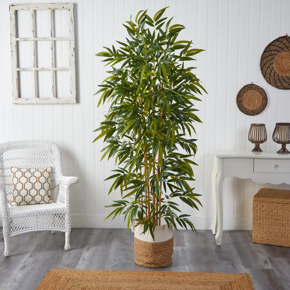 75 Bamboo Artificial Tree in Handmade Natural Jute and Cotton Planter - SKU #T2979 - 2