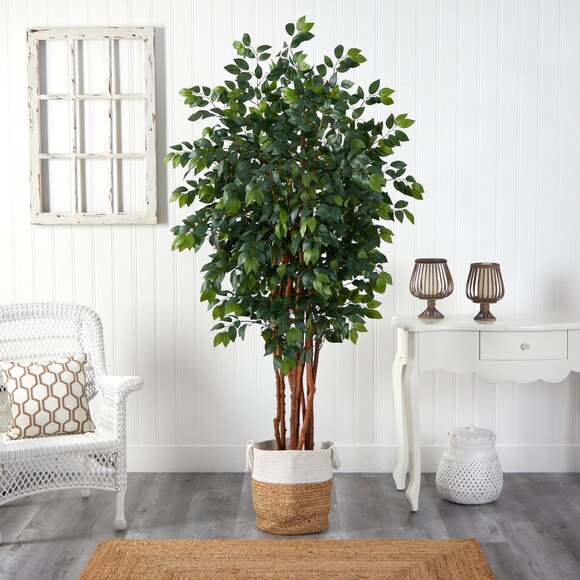 7 Sakaki Artificial Tree in Handmade Natural Jute and Cotton Planter - SKU #T2987 - 2