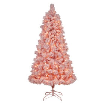 7 Holiday Pink Cashmere Christmas Tree with 300 LED lights and 599 Bendable Branches - SKU #T3029