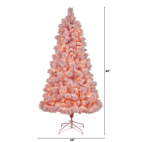 7 Holiday Pink Cashmere Christmas Tree with 300 LED lights and 599 Bendable Branches - SKU #T3029 - 1