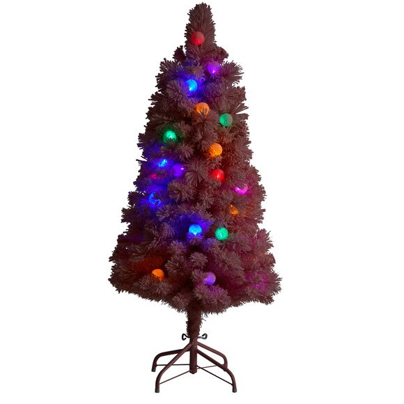 4 Holiday Frosted Pink Cashmere Christmas Tree with 30 Jumbo Multicolored Globe LED Lights - SKU #T3030 - 2