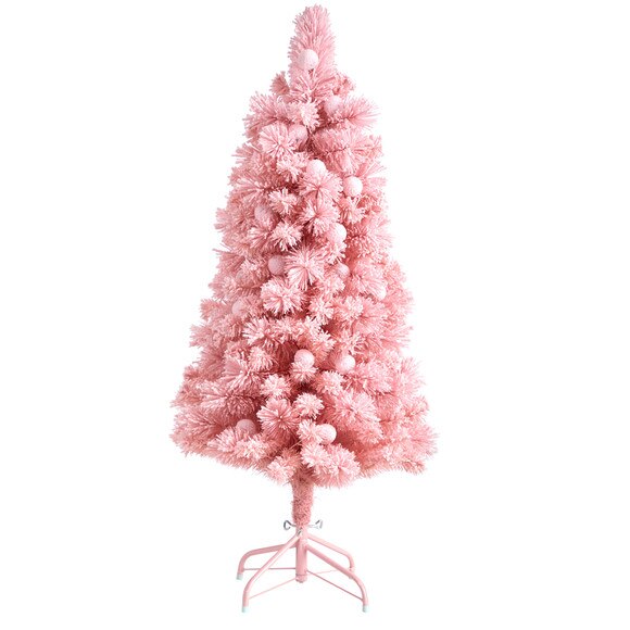 4 Holiday Frosted Pink Cashmere Christmas Tree with 30 Jumbo Multicolored Globe LED Lights - SKU #T3030 - 3