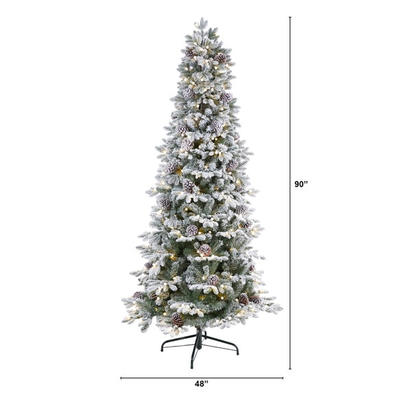 7.5 Flocked Alaskan Pre-Lit Artificial Christmas Tree 350 LED Lights and 2155 Bendable Branches - SKU #T3031 - 1
