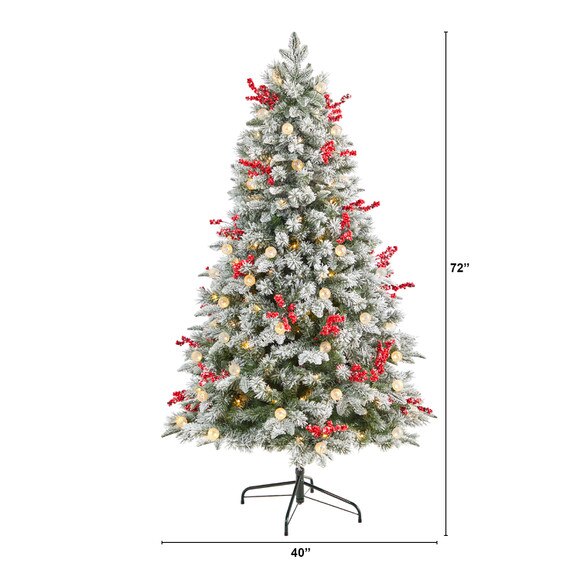 6 Snow Tipped Norwegian Fir Pre-Lit Tree with 200 LED Lights 50 LED Globe Lights - SKU #T3033 - 1