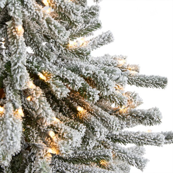 6 Flocked Long Vermont Pine Tree with 758 Branches and 250 LED Lights in Decorative Planter - SKU #T3038 - 3