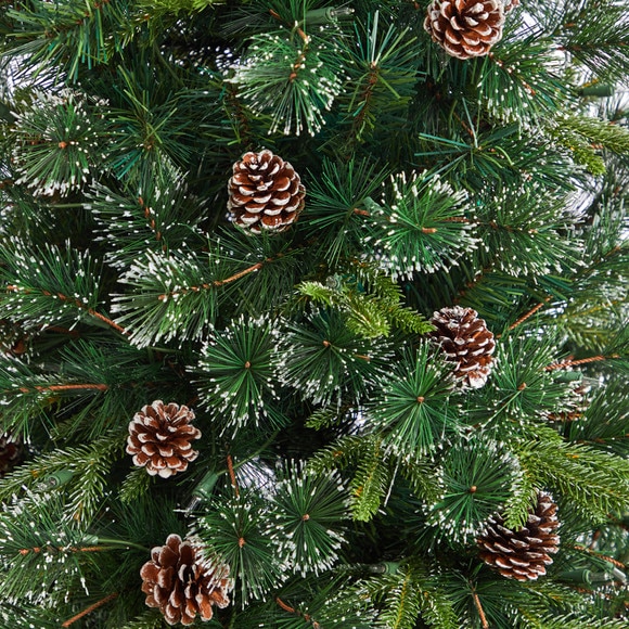 5 Snowed Tipped Clermont Mixed Pine Tree with 250 Clear Lights Pine Cones and 858 Branches - SKU #T3043 - 4