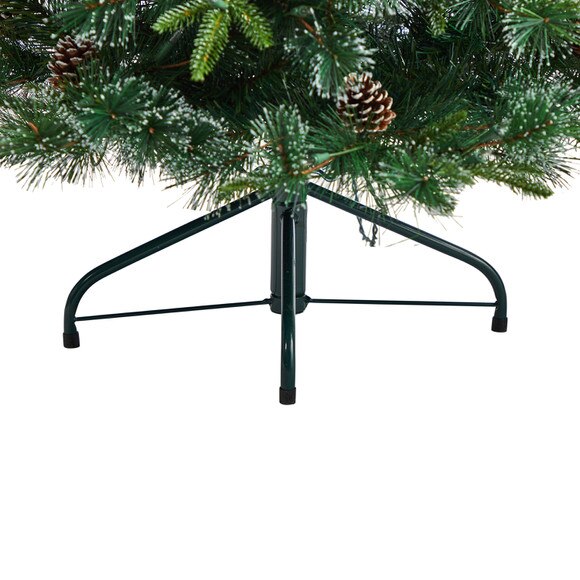5 Snowed Tipped Clermont Mixed Pine Tree with 250 Clear Lights Pine Cones and 858 Branches - SKU #T3043 - 5