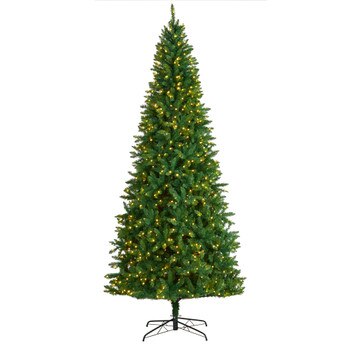 9 Green Valley Fir Artificial Christmas Tree with 800 Clear LED Lights and 2093 Bendable Branches - SKU #T3047