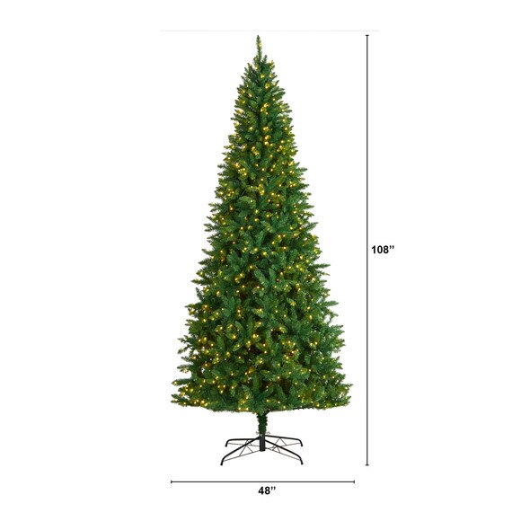 9 Green Valley Fir Artificial Christmas Tree with 800 Clear LED Lights and 2093 Bendable Branches - SKU #T3047 - 1