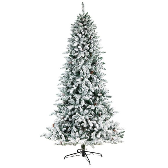 8 Flocked Livingston Fir Artificial Christmas Tree with Pine Cones and 500 Clear Warm LED Lights - SKU #T3048 - 2