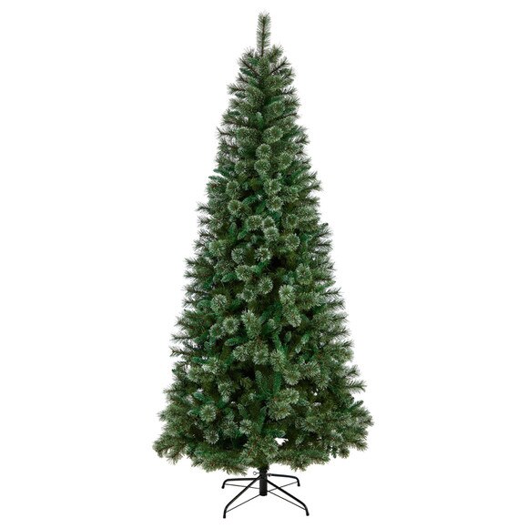 8 Wisconsin Slim Snow Tip Pine Christmas Tree with 600 Clear LED Lights and 908 Bendable Branches - SKU #T3050 - 2