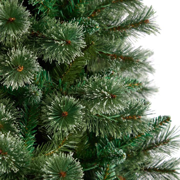 8 Wisconsin Slim Snow Tip Pine Christmas Tree with 600 Clear LED Lights and 908 Bendable Branches - SKU #T3050 - 4