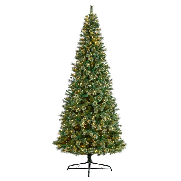 10 Wisconsin Slim Snow Tip Pine Artificial Christmas Tree with 1050 Clear LED Lights - SKU #T3051