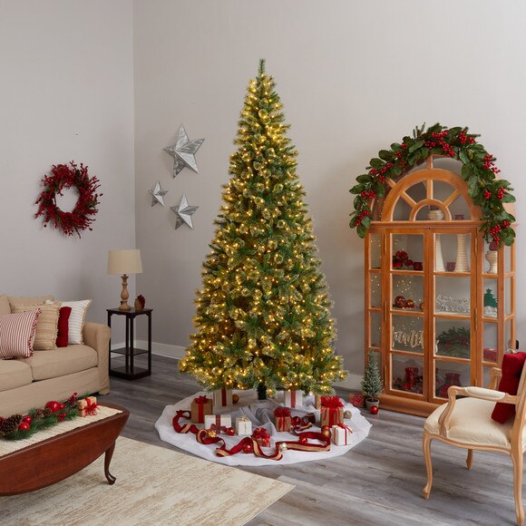 10 Wisconsin Slim Snow Tip Pine Artificial Christmas Tree with 1050 Clear LED Lights - SKU #T3051 - 8