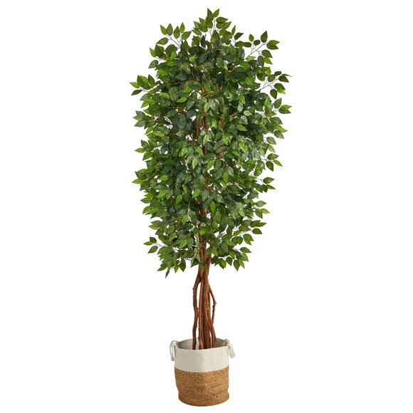 7.5 Artificial Deluxe Ficus Tree with Handmade Jute Cotton Basket - SKU #T3065