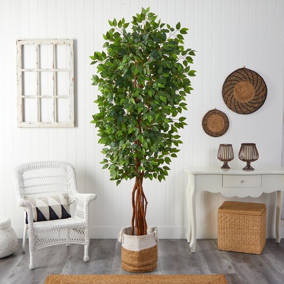 7.5 Artificial Deluxe Ficus Tree with Handmade Jute Cotton Basket - SKU #T3065 - 3