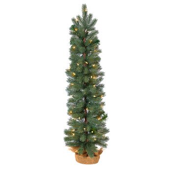 3 Green Pine Artificial Christmas Tree with 50 Warm White Lights Set in a Burlap Base - SKU #T3253