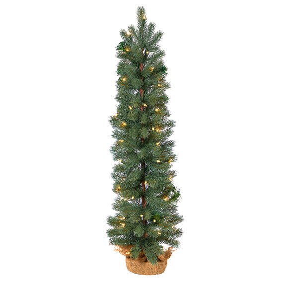 3 Green Pine Artificial Christmas Tree with 50 Warm White Lights Set in a Burlap Base - SKU #T3253