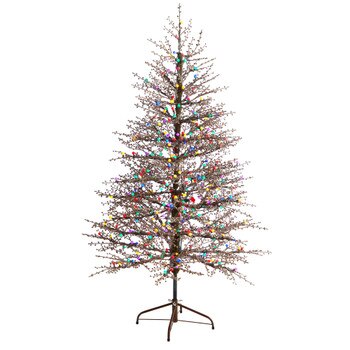 6 Frosted Berry Twig Tree with 350 Multicolored Gum Ball LED Lights and 808 Bendable Branches - SKU #T3257