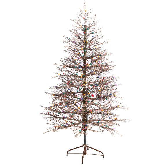 6 Frosted Berry Twig Tree with 350 Multicolored Gum Ball LED Lights and 808 Bendable Branches - SKU #T3257 - 2