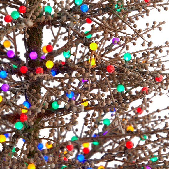 6 Frosted Berry Twig Tree with 350 Multicolored Gum Ball LED Lights and 808 Bendable Branches - SKU #T3257 - 3